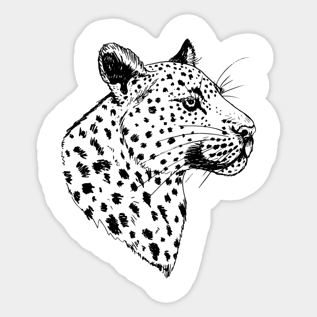 Black Leopard Head Sticker by SWON Design